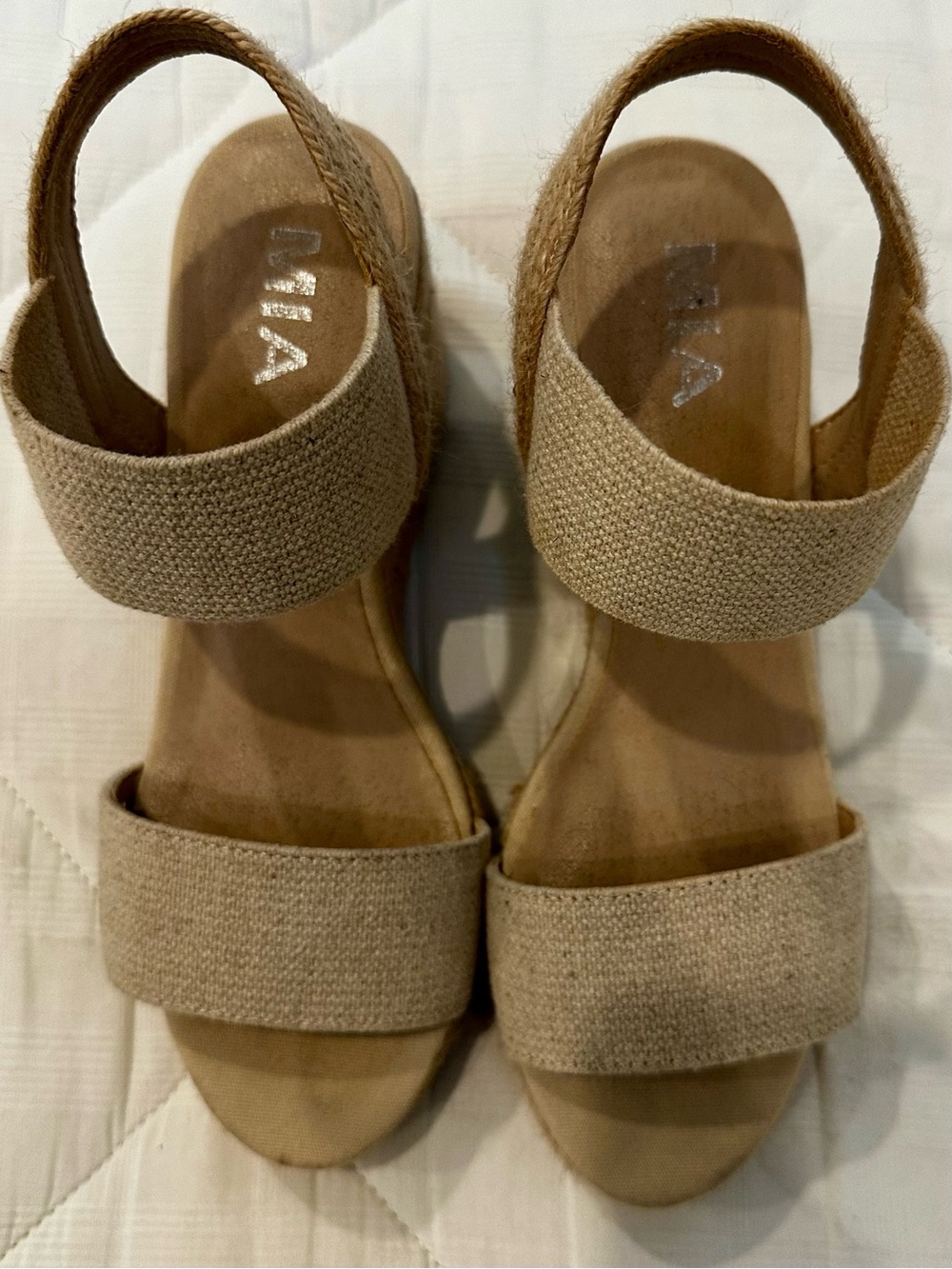 Mia Brittni Beige Wedge Sandals with Ankle Strap - Women's Casual Heels - Picture 5 of 5